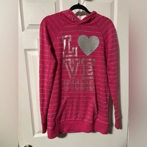 PINK Victoria’s Secret Glitter Heart Hoodie – Small